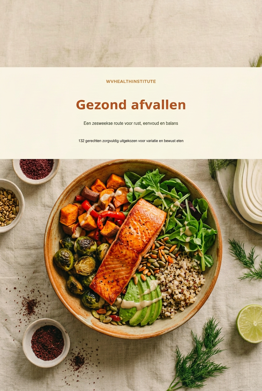 Het kookboek Gezond afvallen met een kleurrijke zalmmaaltijd op de voorkant